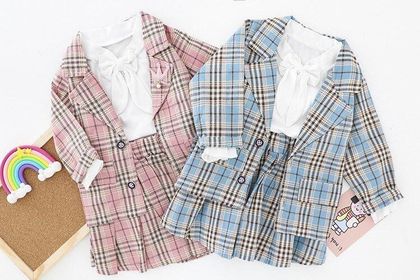 AS-1615G طقم بناتي 3 قطع ( جكيت + بلوزة + تنورة)