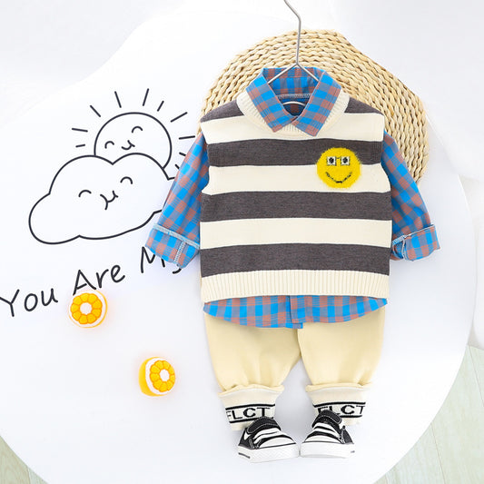 AS-1580B طقم ولادي 3 قطع ( قميص + فست صوف + بنطلون)