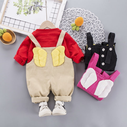 AS-1681G طقم افرهول قطعتين ( افرهول مع جناحات من الظهر + بلوزة قطنية )