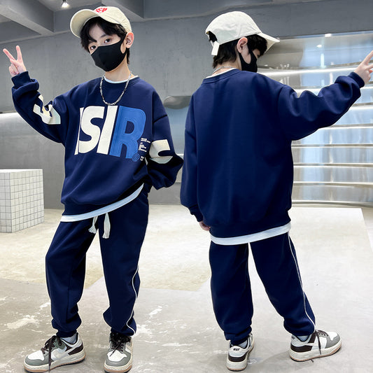 WZ261124-15 ترينج ولادي قطن خريفي ربيعي قطعتين ( بلوزة + بنطلون) خامة ممتازة