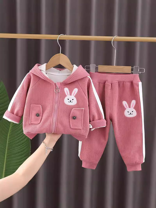 SSN040924-12 طقم كورد روي بناتي ارنوب مبطن فرو قطعتين ( جكيت + بنطلون)