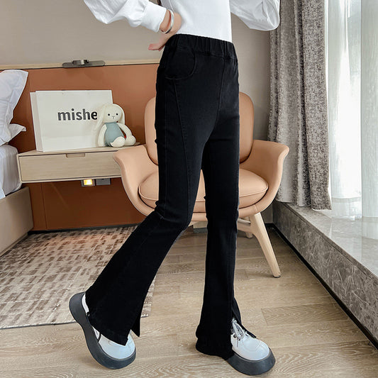 RM110825-11 بنطلون جينز اسود قصة عصرية