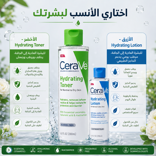 تونر مرطب ومنظف CeraVe Hydrating Toner للبشرة العادية إلى الجافة – 200ml - CAS-20260610-031844-845