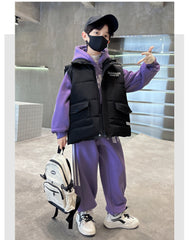 WZ261124-18 بدلة شتوي تقيلة 3 مبطنة فرو بالكامل ( بلوزة + بنطلون + فست نفخ)