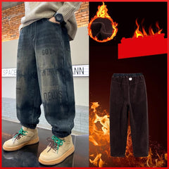 WZH301124-38 بنطلون جينز شتوي مبطن فرو