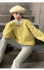 WZH191124-26 طقم قطعتين ( جكيت صوف بالدانتيل + بنطلون جينز )