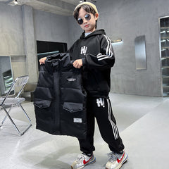 WZ261124-18 بدلة شتوي تقيلة 3 مبطنة فرو بالكامل ( بلوزة + بنطلون + فست نفخ)