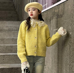 WZH191124-26 طقم قطعتين ( جكيت صوف بالدانتيل + بنطلون جينز )