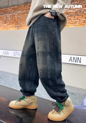 WZH301124-38 بنطلون جينز شتوي مبطن فرو