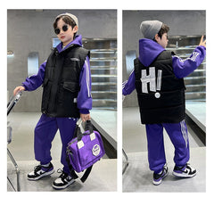 WZ261124-18 بدلة شتوي تقيلة 3 مبطنة فرو بالكامل ( بلوزة + بنطلون + فست نفخ)