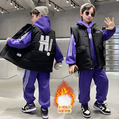 WZ261124-18 بدلة شتوي تقيلة 3 مبطنة فرو بالكامل ( بلوزة + بنطلون + فست نفخ)