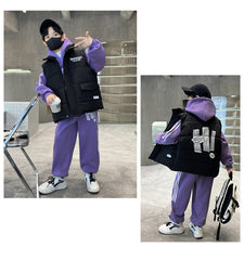 WZ261124-18 بدلة شتوي تقيلة 3 مبطنة فرو بالكامل ( بلوزة + بنطلون + فست نفخ)