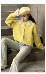 WZH191124-26 طقم قطعتين ( جكيت صوف بالدانتيل + بنطلون جينز )