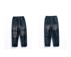 WZH301124-38 بنطلون جينز شتوي مبطن فرو