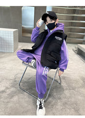 WZ261124-18 بدلة شتوي تقيلة 3 مبطنة فرو بالكامل ( بلوزة + بنطلون + فست نفخ)