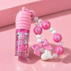جلوس بلون زهري فاتح سحري لامع مع ميدالية أنيقة – Sweet Lip Gloss Cos-220426-23