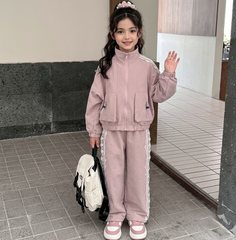 WZH191124-13 سبورت ستان قطعتين ( جكيت + بنطلون) مزينة بالدانتيل